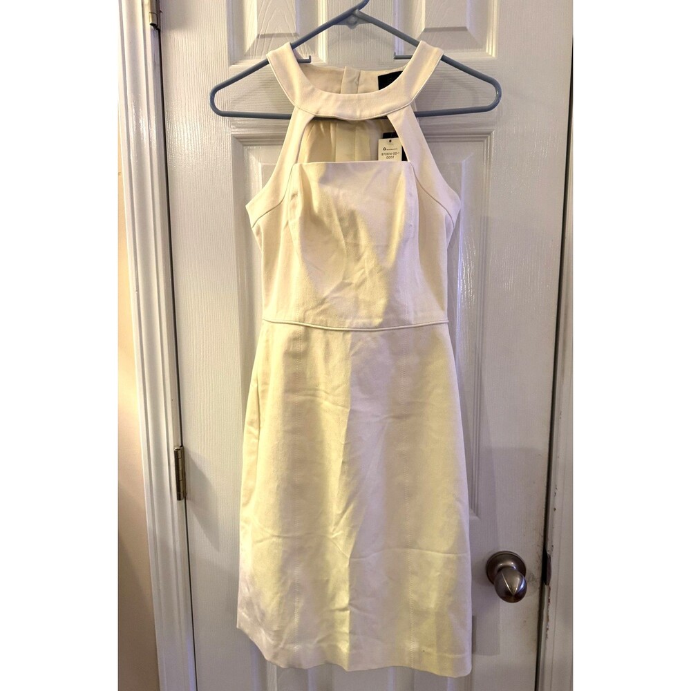 Banana Republic Monogram Ivory Cutout Sheath Dress Sz 2 Sleeveless Mini NWT - Picture 2 of 13
